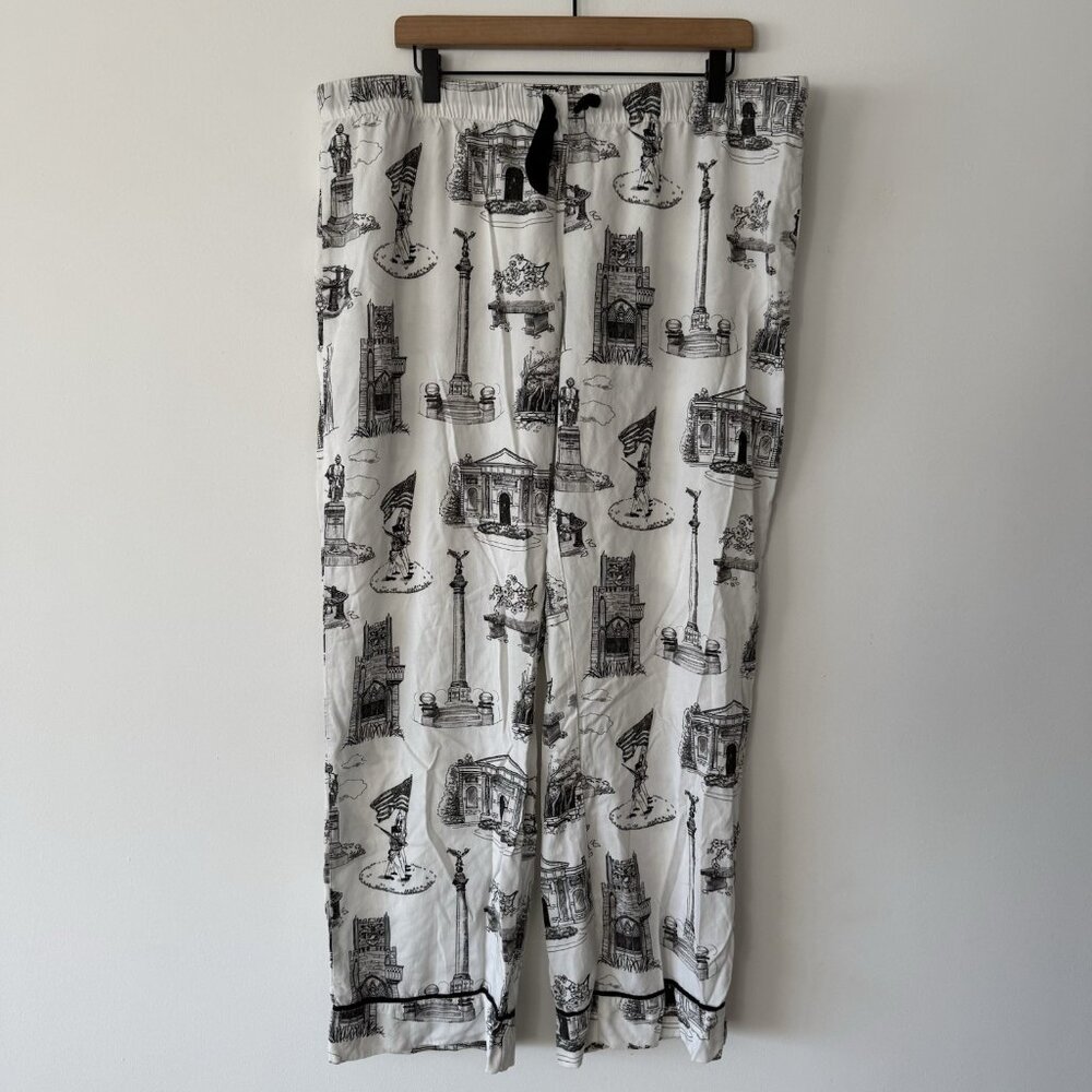 Katie Kime Pajama Pants Women's Sz 2XL White Black USA Toile 100% Cotton